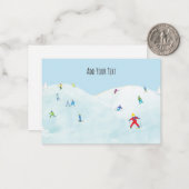 雪の丘の小さなスキーヤーパーソナライズされた ノートカード (正面/裏面インサイチュ)