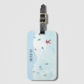 雪の丘の小さなスキーヤーパーソナライズされた ラゲッジタグ (正面縦)