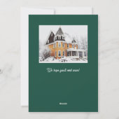 雪の丘をソリで動く引越しのお知らせ シーズンカード (裏面)