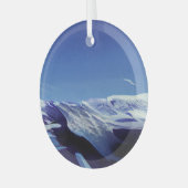 雪の丘、冬のパノラマ ガラスオーナメント (正面左)