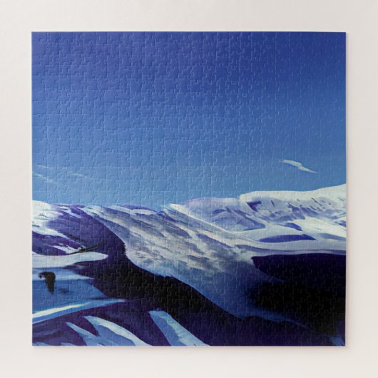 雪の丘、冬のパノラマ ジグソーパズル (縦)