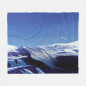 雪の丘、冬のパノラマ フリースブランケット (正面(横))