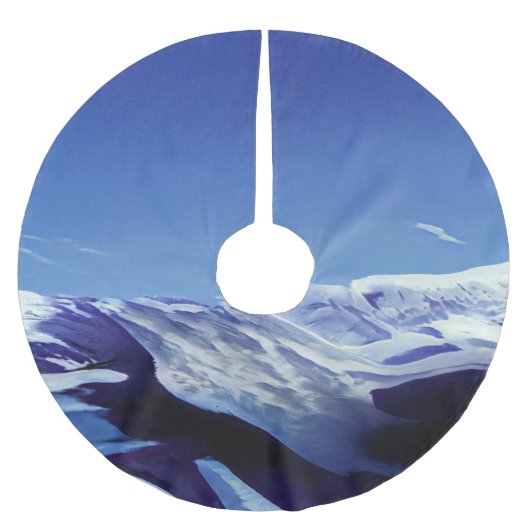 雪の丘、冬のパノラマ ブラッシュドポリエステルツリースカート (正面)