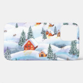 雪の丘、家:水彩風景 Case-Mate iPhoneケース (裏面 (横))