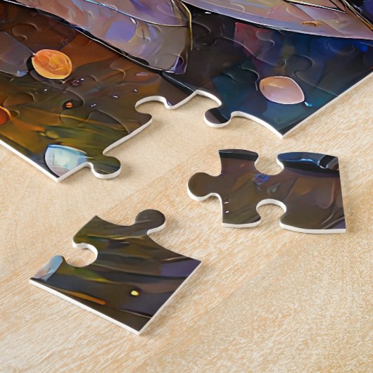 雪の中でのカラフルな蓮の花の開花 ジグソーパズル (側面)