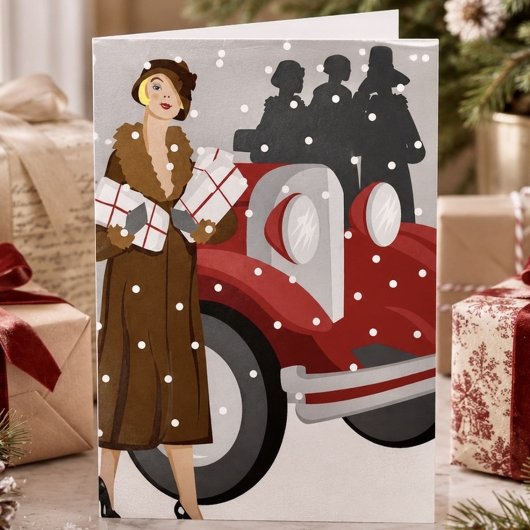 雪の中でのクリスマスのショッピング シーズンカード