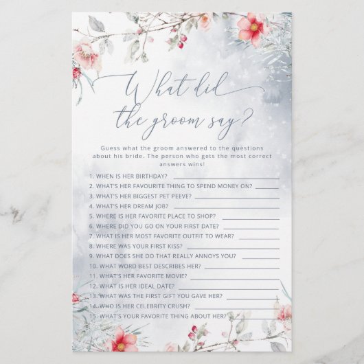 雪の中での愛の花婿は何と言ったブライダルシャワー (正面)