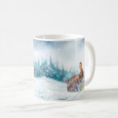 雪の中での祈りのウサギのマグカップ コーヒーマグカップ (正面右)