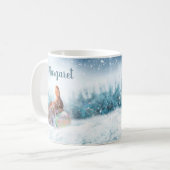 雪の中での祈りのウサギのマグカップ コーヒーマグカップ (正面左)