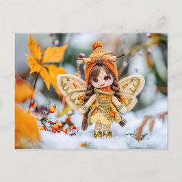 雪の中でぶどう離れの妖精 シーズンポストカード