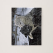 雪の中でアメリカ、モンタナ遊、オオカミ ジグソーパズル (縦)