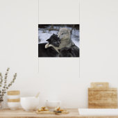 雪の中でアメリカ、モンタナ遊、オオカミ ポスター (キッチン)