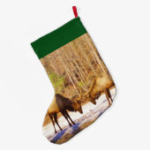 雪の中でエルク ラージクリスマスストッキング (裏面 (吊り時))