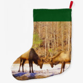 雪の中でエルク ラージクリスマスストッキング (裏面)