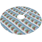 雪の中でクリスマスのプレゼントを贈るダシュント犬 ブラッシュドポリエステルツリースカート (アングル)