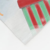 雪の中でクリスマスのプレゼントを贈るベルネーゼ山犬 フリースブランケット (角)