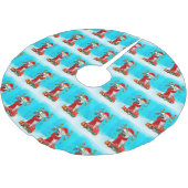 雪の中でクリスマスの贈り物とシベリアのハスキー ブラッシュドポリエステルツリースカート (アングル)