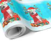 雪の中でクリスマスの贈り物とシベリアのハスキー ラッピングペーパー (ロールコーナー)