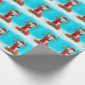 雪の中でクリスマスの贈り物とシベリアのハスキー ラッピングペーパー (角)