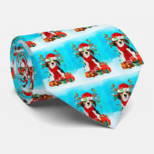 雪の中でクリスマスの贈り物と一緒にビーグル ネクタイ (ロール)
