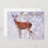 雪の中でクリスマスの鹿のお友達 シーズンポストカード (正面/裏面)