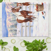 雪の中でクリ絵を描ット・ピント・ソレル・クォーターの馬 キッチンタオル (折り畳み)