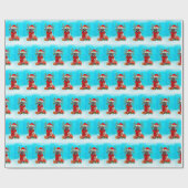 雪の中でケルン・テリアとクリスマスプレゼント ラッピングペーパー (フラット)