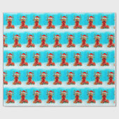 雪の中でコッカースパニエル犬とクリスマスプレゼント ラッピングペーパー (フラット)