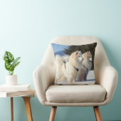 雪の中でサモイドの犬 クッション (椅子)