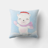 雪の中でサンタハットとクリスマスポーラークマ クッション (裏面)