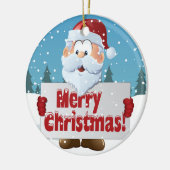 雪の中でサンタ・メリー・クリスマスのサイン セラミックオーナメント (左)