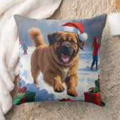 雪の中でチベッ走トのマスチフのクリスマス帽子と クッション (ブランケット)