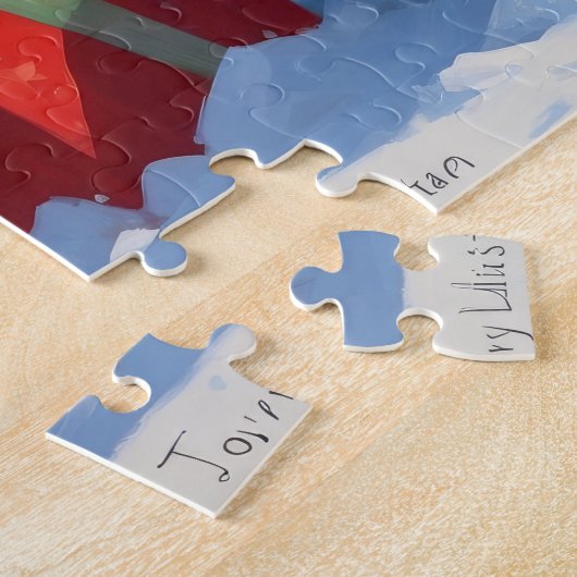 雪の中でチベッ走トのマスチフのクリスマス帽子と ジグソーパズル (側面)