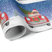 雪の中でチャウ犬を運転する車 ラッピングペーパー (ロールコーナー)