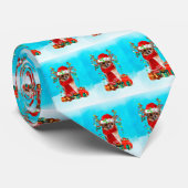 雪の中でチワワとクリスマスプレゼント ネクタイ (ロール)