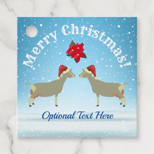 雪の中でトゲンブルク乳製品ヤギのクリスマス フェイバータグ (正面)