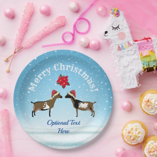 雪の中でナイジェリア矮乳乳製品ヤギのクリスマス ペーパープレート (パーティー)