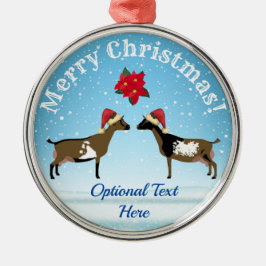 雪の中でナイジェリア矮乳乳製品ヤギのクリスマス メタルオーナメント