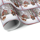 雪の中でニワトリ ラッピングペーパー (ロールコーナー)