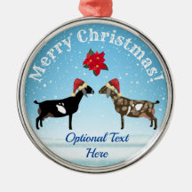 雪の中でヌビアンデイリーヤギのクリスマス