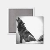 雪の中でハウリングオオカミ マグネット (正面/裏面)