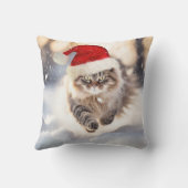 雪の中でメインのクーンクリスマスキャット クッション (裏面)