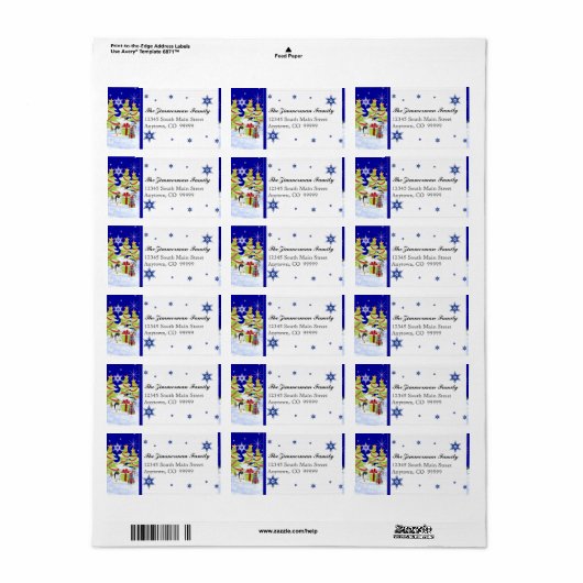 雪の中で冬のワクワクするペンギンベビー ラベル (フルシート)