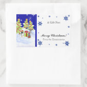 雪の中で冬のワクワクするペンギンベビー 長方形シール (バッグ)