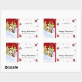 雪の中で冬のワクワクするペンギンベビー 長方形シール (シート)