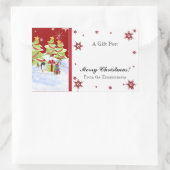 雪の中で冬のワクワクするペンギンベビー 長方形シール (バッグ)