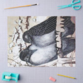 雪の中で冬の愛の鳥白黒 薄葉紙 (クラフト)