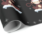 雪の中で可愛いサル、陽気なクリスマス ラッピングペーパー (ロールコーナー)