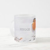 雪の中で可愛いロビンの鳥とハイゲ フロストグラスマグカップ (正面左)