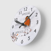 雪の中で可愛いロビンの鳥とハイゲ ラウンド壁時計 (傾斜)